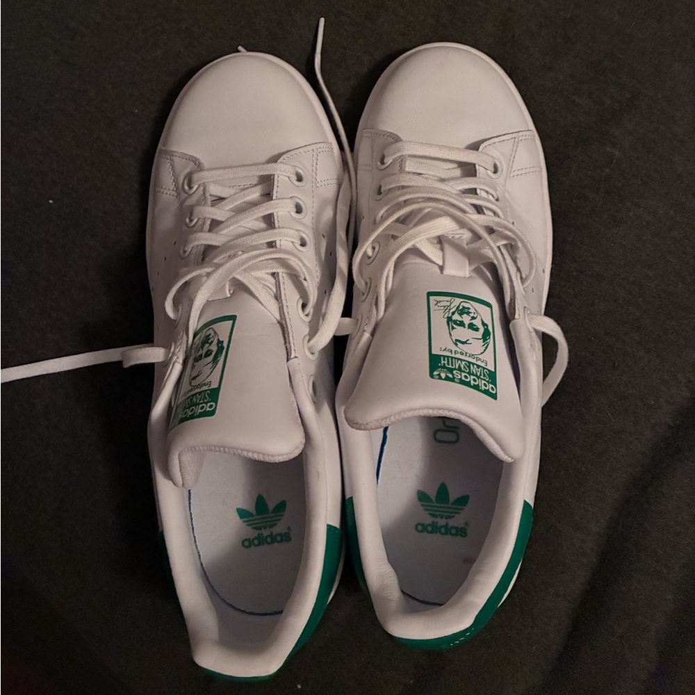 Adidas White Sneakers with Green Details